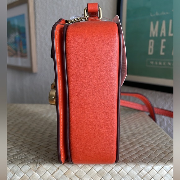 Coach Micro Studio 12 & Mini Skinny ID Case in Sun Orange, Coach Charm Set NWT - Picture 8 of 17